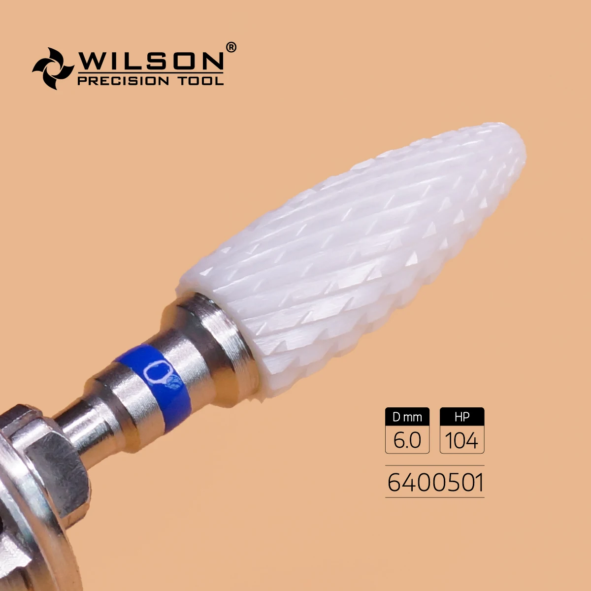 WilsonDental Burs Bullet Shape - Cross Cut White Ceramic (6400201-6400901) -циркониевые керамические