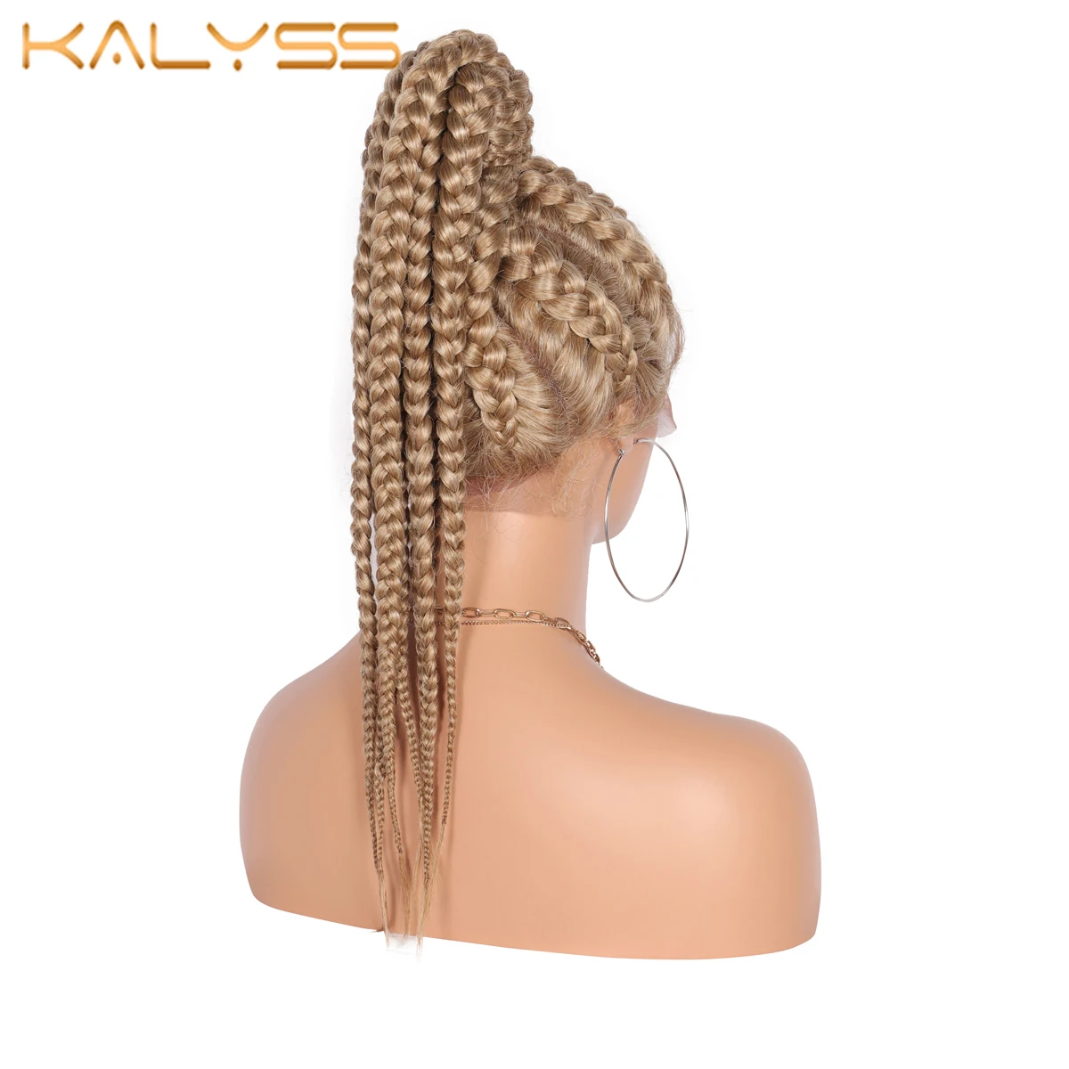 

Kalyss 22 Inches Braided Wigs with Baby Hairs Lace Front Box Braids Ponytails Synthetic Wigs for Black Women