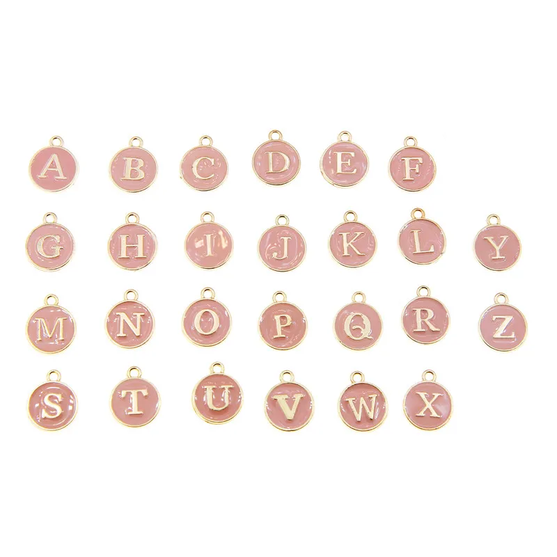 Подвески для ожерелья с буквами красного и розового цвета, 50 шт., 12 х15 мм, 26 шт.