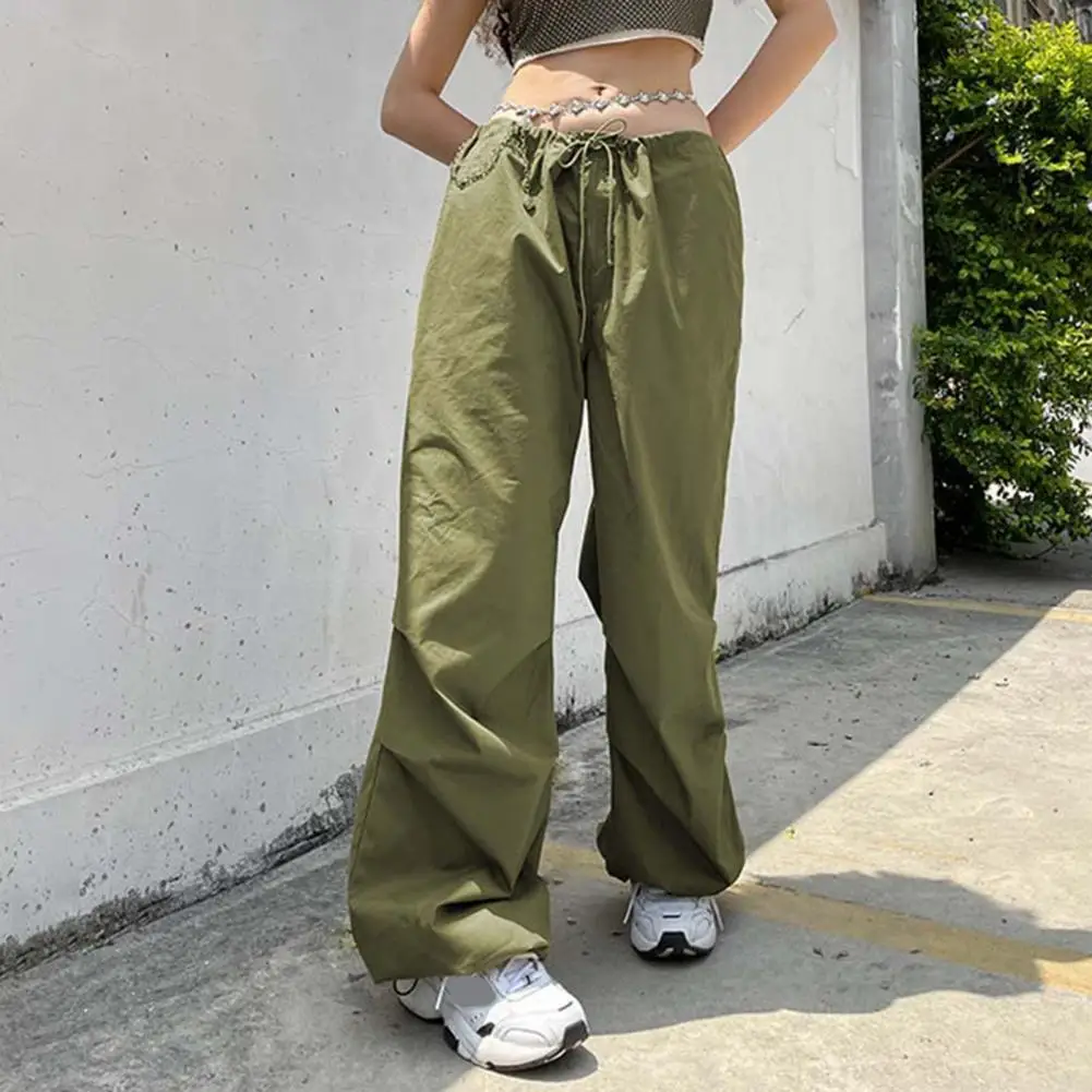 

50%HOTLow Waist Drawstring Shirring Leg Opening Dance Pants Fashion Oversized Wide Leg Hip Hop Long Pants Streetwear