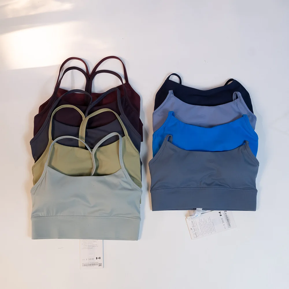 With Lululog Sports Bras Breathable Sports Underwear Jogging Padded Gym Women Sports Bra Suspenders Vest Female Running Lingerie