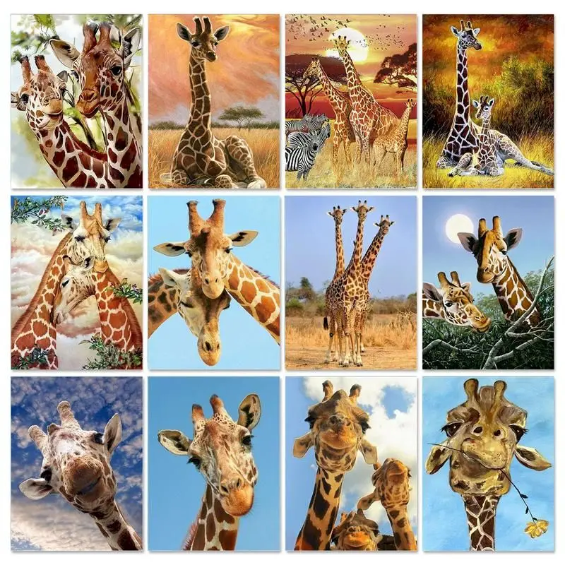 

GATYZTORY Picture Markers By Numbers DIY Giraffe Handiwork Oil Paint Canvas By Numbers For Adults Home Decoration Gift 40x50CM