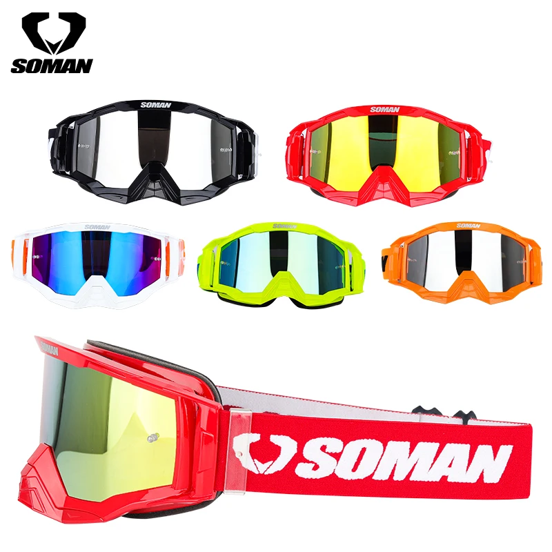 

SOMAN Motocross Goggles Downhill Moto Glasses Dustproof Cross Bike Off Road Motorcycle Gafas Helmet SM20