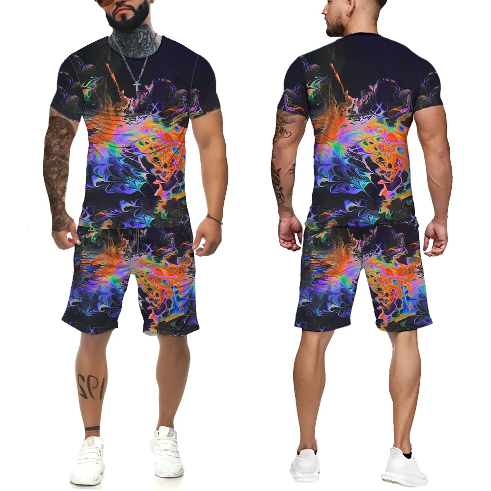 

Men Summer Tracksuit Sets Fashion Sweat Suit 3D Print Short Oversized Sleeve Shirts T-shirt Streetwear Sets Sportswear Clothing