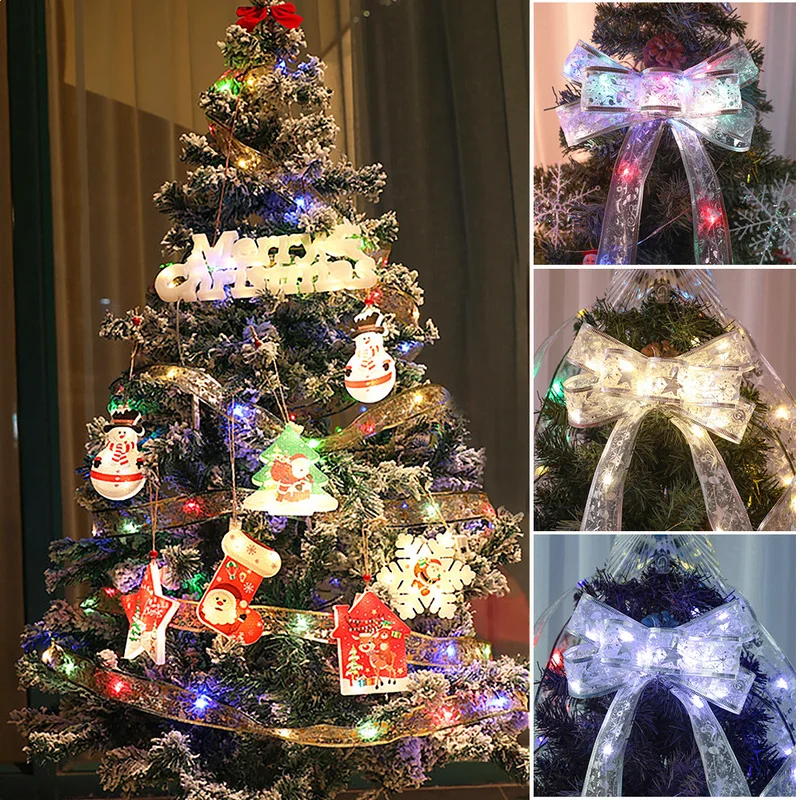 

4M Ribbon Bows LED Lights String Christmas Colorful Lights Fairy Lights Strings Christmas Tree Ornaments Christmas Home Decro