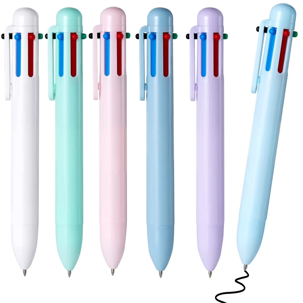 

1000 Pcs Multicolor Ballpoint Pens Macaron 6-Color 0.5mm Retractable For Office School Supplies Students Kids Gifts Custom Logo