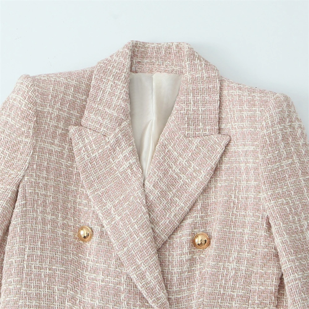 Женский двубортный пиджак Taop &amp Za повседневный Универсальный жакет с длинными