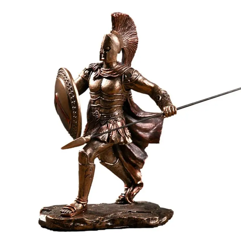 

Spartans Warrior Statue With Spear Hoplite Shield Resin Sculpture For Bedside Table Bathroom Mantelpiece Bookshelf Bedroom Desk