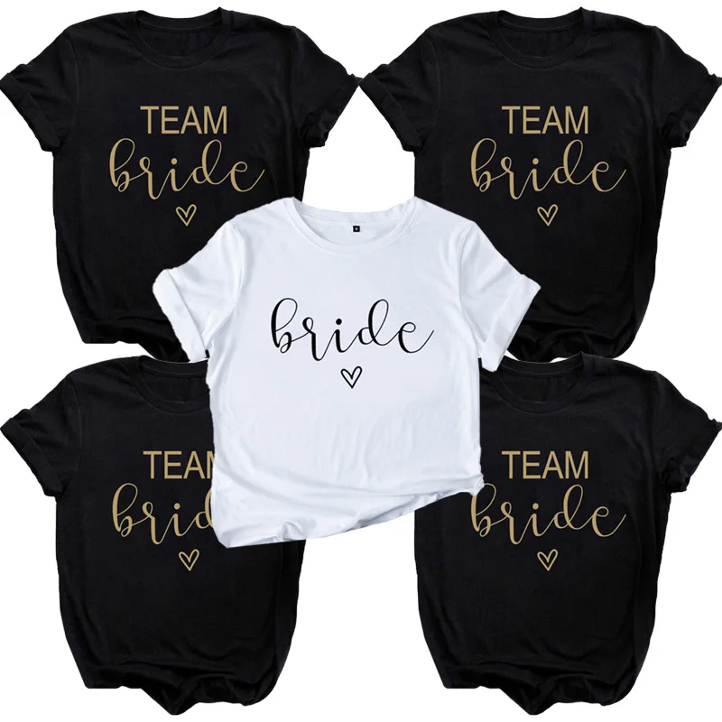 Women Team Bride Bachelorette Party Shower Hen Bridesmaid T-Shirt 2023 Girl Wedding Female Tops Tees Bride To Be Decoration Gift