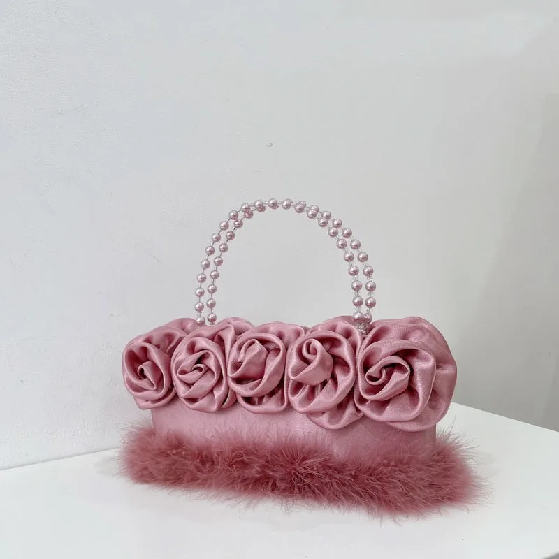 

CYY Vintage Wool Knitted Flower Underarm Bag Contrast color fashionable and fashionable handbag for Women