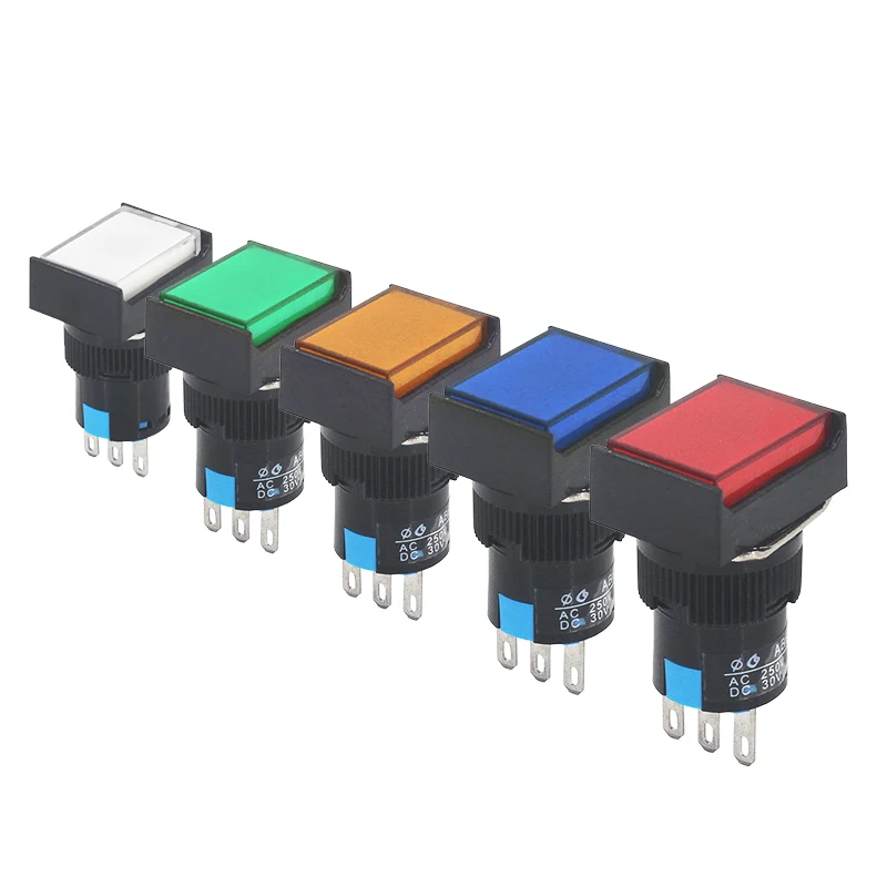 

16mm RectangleFlat Push Button Switch 1NO1NC 2NO2NC with lamp