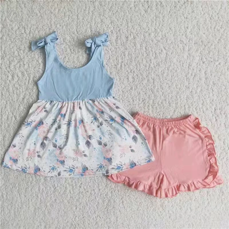 

sleeveless tunic and pink shorts baby clothes set casual children girl summer clothing set 2 pcs toddler girl outfit