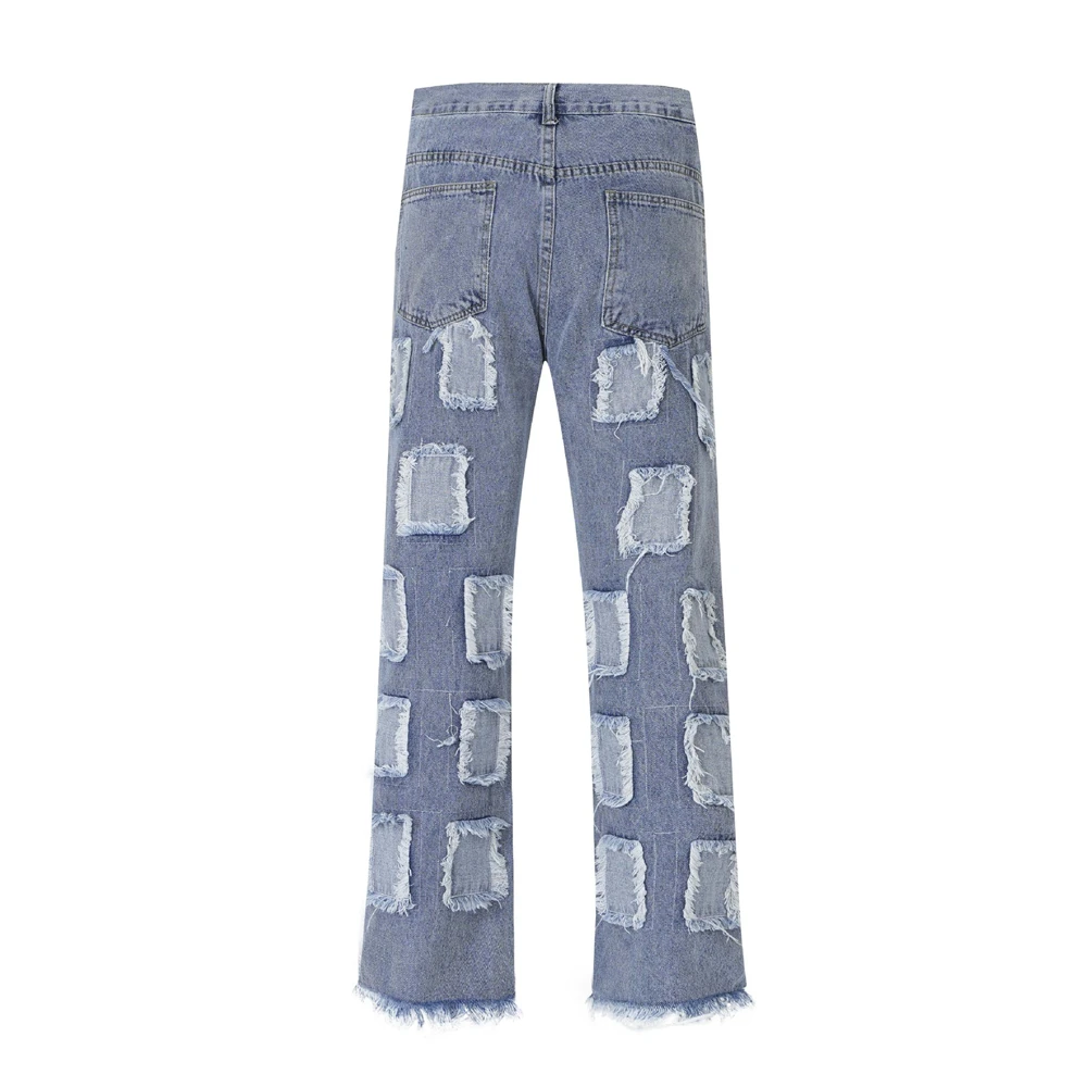 2023 Vintage Denim Pants Men Streetwear Retro Ripped Hole Denim Pant Jeans HipHip Casual Joggers Trousers Jeans