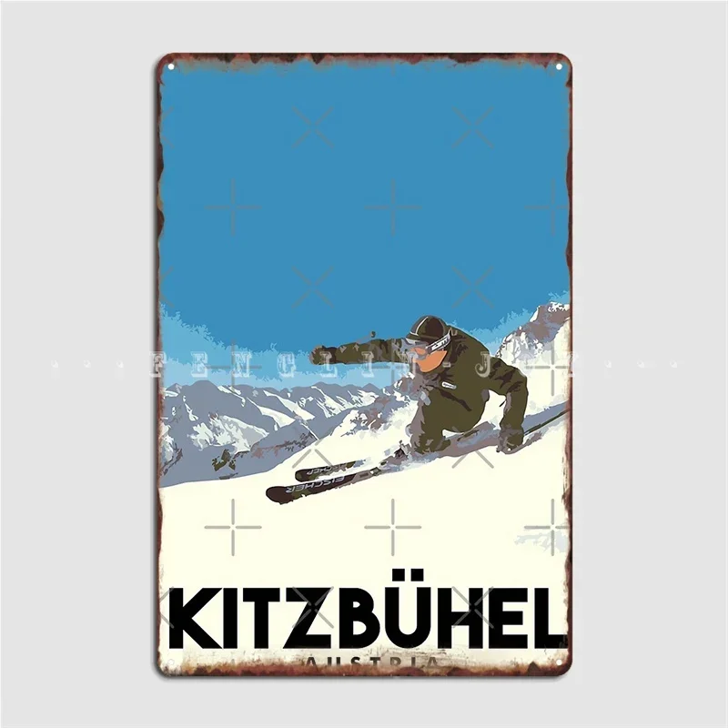 Лыжный постер Kitzbühel Австрия металлическая табличка паб гараж пластины на заказ