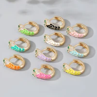 925 silver needle enamel animal small hoop earrings for women cute colorful snake shaped piercing huggie earring fashion jewelry