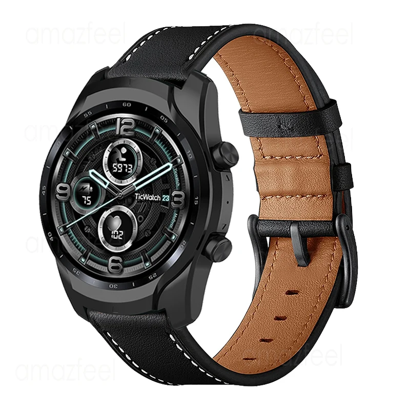 

22mm Genuine Leather Strap For Ticwatch Pro 3/3 GPS Smart Watch accessories Bracelets For Ticwatch Pro 2020/2021/GTX/S2/E2 Belt
