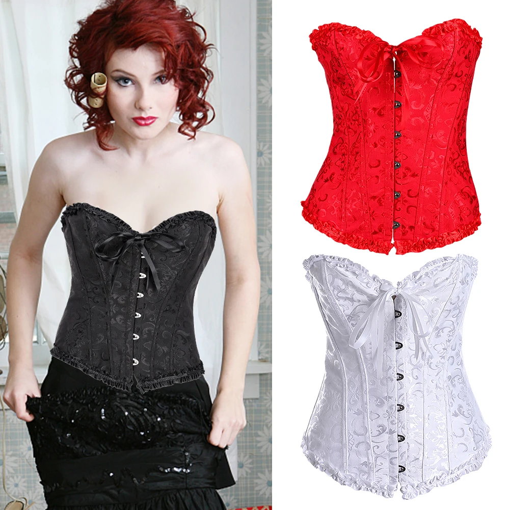 

XS-6XL Sexy Lace Corset Top Elegant Zip Women Corsets Slimming Body Shaper Vintage Lingerie Party Wedding Ladies Bra Waist Belts
