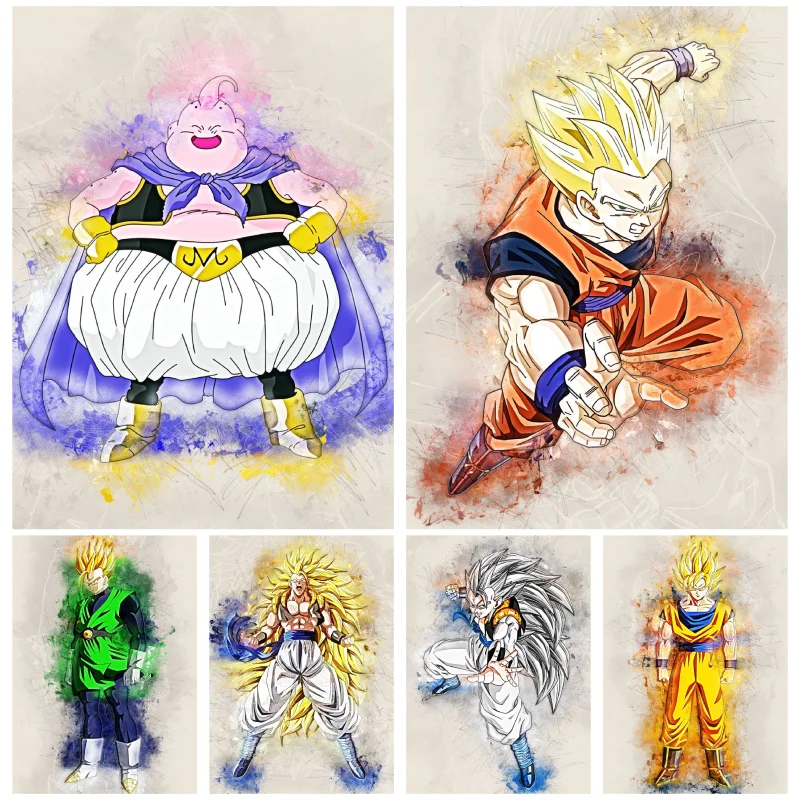 

Canvas Painting Classic Bandai Anime Dragon Ball Super Saiya Son Goten Torankusu Cartoon Pictures Prints Art for Bedroom Decor