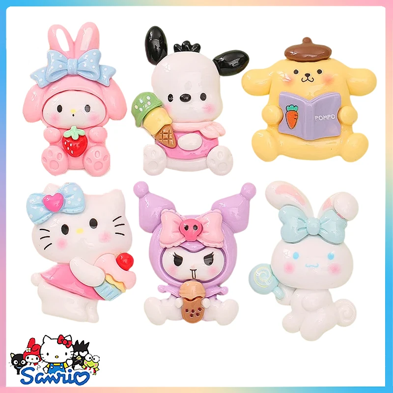 

Large 6Pcs Sanrios Hello Kitty Accessories Kuromi Cinnamoroll Pochacco Melody Cute Phone Case for Diy Handmade Materials Gifts