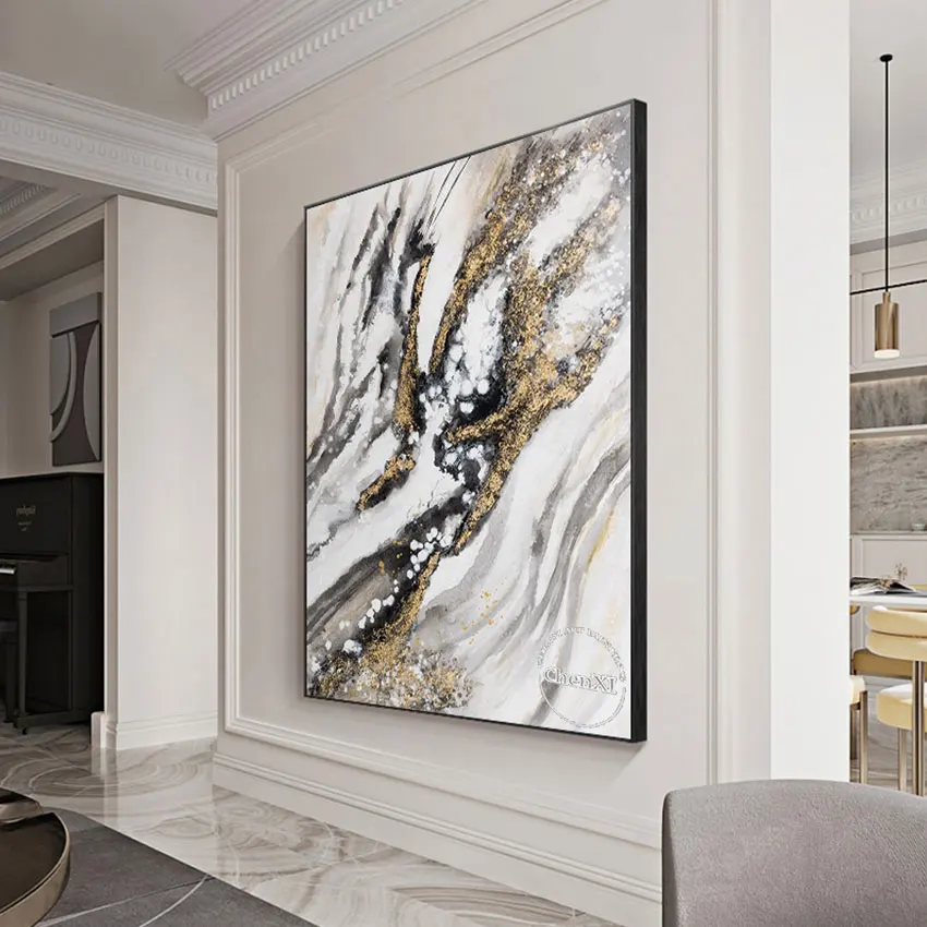 

1 Панель Холст Картина маслом золотая акриловая текстурированная чистая краска ручной работы художественная картина без рамы настенные ка...