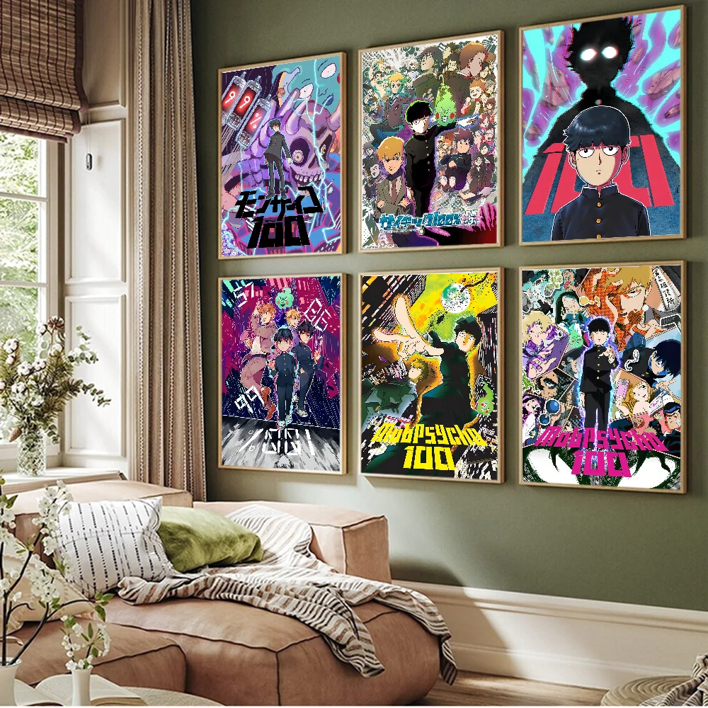 Аниме Mob P-PsychoS 100 самоклеящийся художественный постер ретро наклейка из