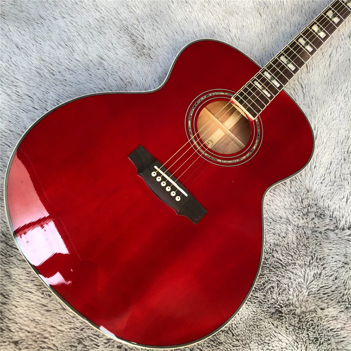 

43" Red Color Solid Top Jumbo Guild F50 Acoustic Guitar 6 Strings Electric Guitarra