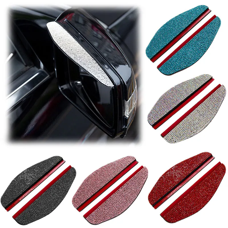 Автомобильное зеркало заднего вида с защитой от дождя и бриллиантами, водонепроницаемое Автомобильное зеркало заднего вида, солнцезащитный козырек, защита от дождя, автомобильные аксессуары