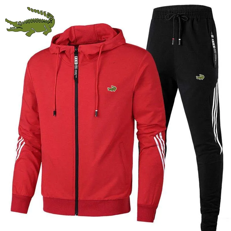 

New Fall/Winter Sportswear Men's 2-piece Sweatshirt + Sweatpants Sportswear Hoodie Casual Men's Clothing Zip Hoodie Set Cartelo