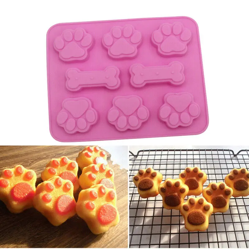 

Dog Footprint Silicone Mold Cake Molds Bone DIY Cookie Cutter Fondant Cat Paw Silicon Bakeware Mould Baking Kitchen Accessories