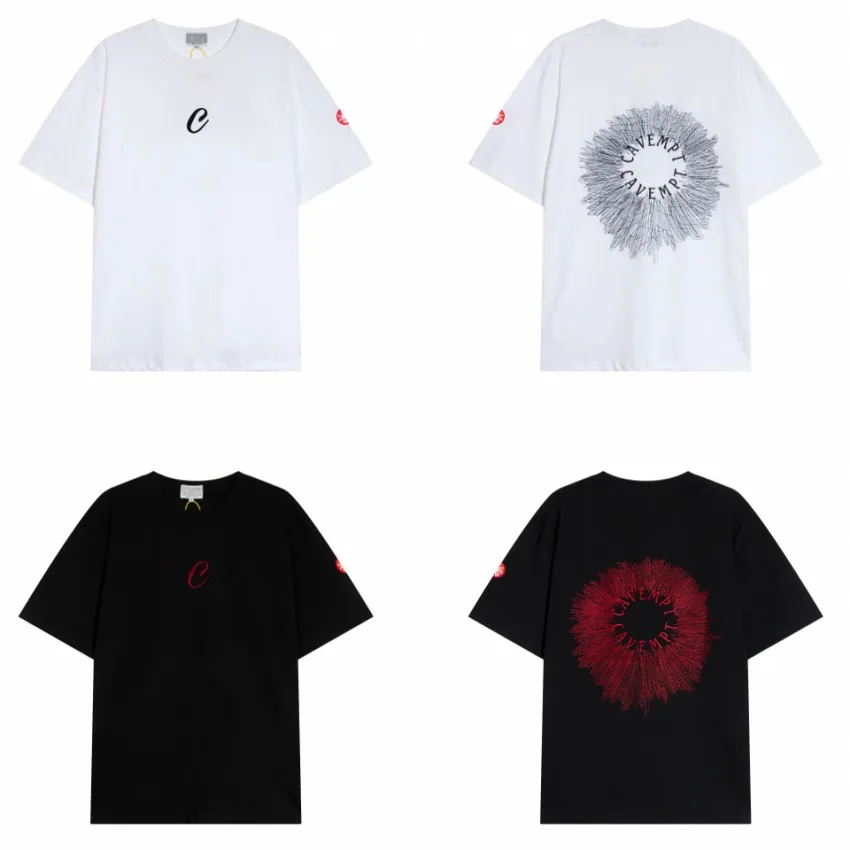 

2023 летняя футболка оверсайз с вышивкой и логотипом CAVEMPT C.E, мужская и женская летняя стильная футболка Cav Empt, топ, футболки с коротким рукавом