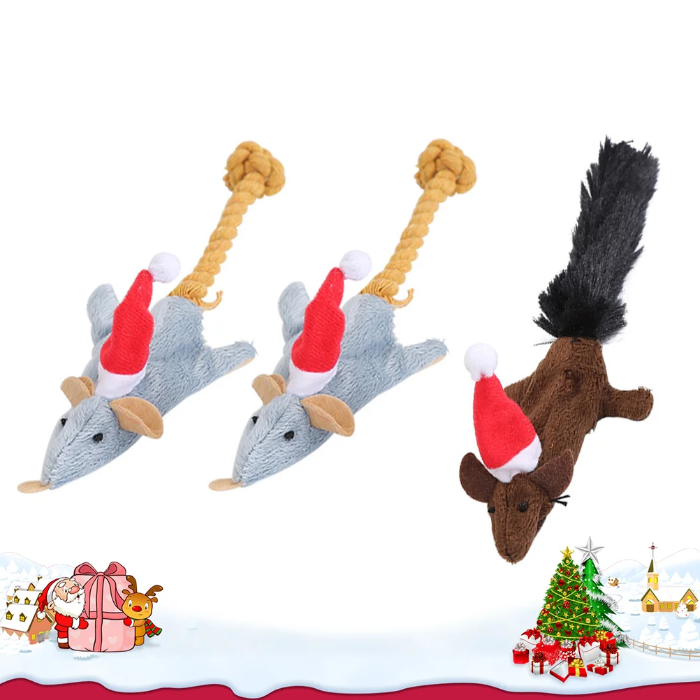 

3Pcs Cat Teasing Christmas Hat Rat Design Creative Funny Cat for Shop
