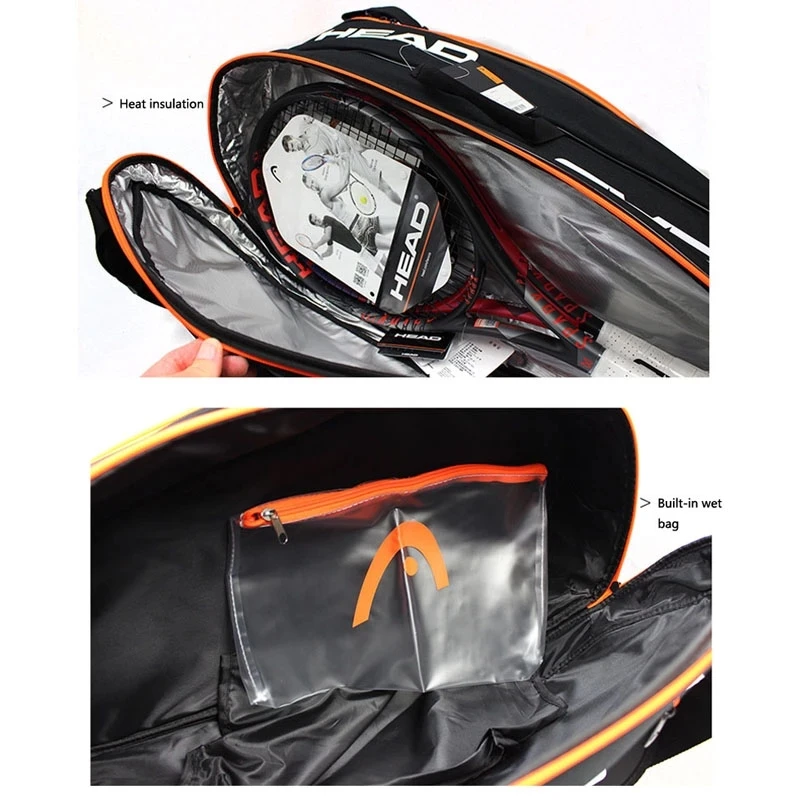 HEAD Tennis сумка для ракеток 6 штук Hard Shell Sports Bag большой емкости 9 бадминтон ракетки