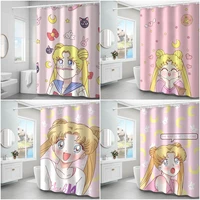 luna anime shower curtains waterproof shower curtain with 12 hooks polyester modern bathroom decoration 3d cartoon girls boys