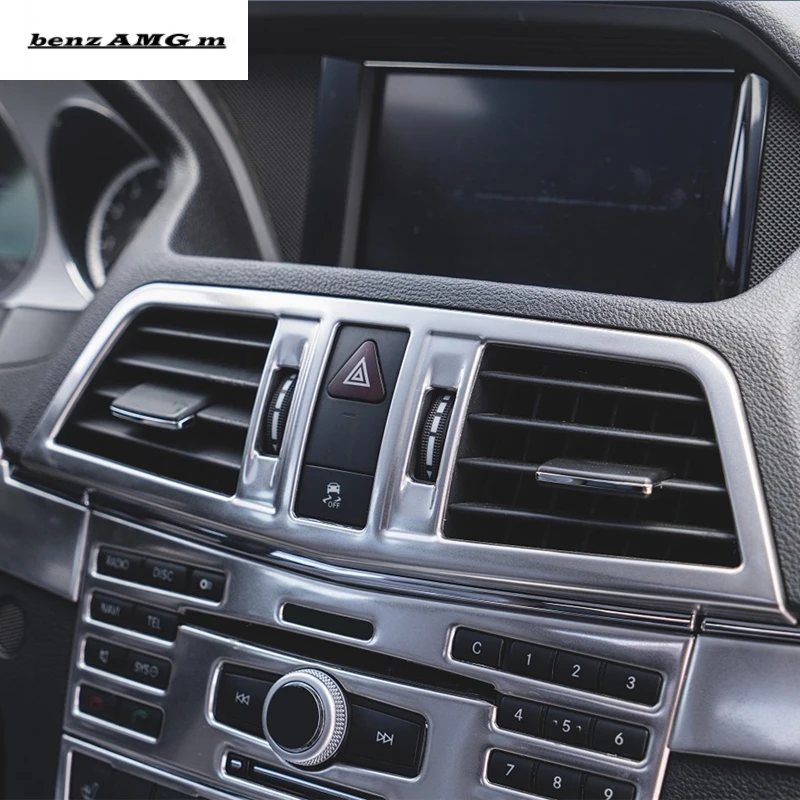 

Центральная консоль из нержавеющей стали, вентиляционные отверстия для кондиционера, декоративная крышка, отделка для Mercedes Benz E Class Coupe W207 C207...