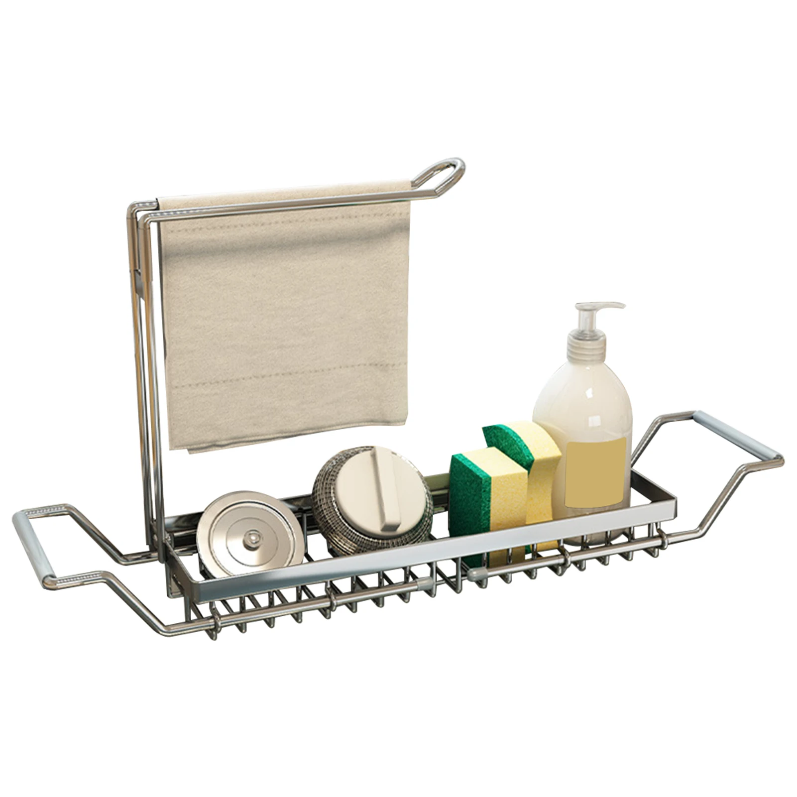 

Kitchen Sink Brush Home Expandable Rack Sponge Holder Multifunctional Storage Drain Rag Telescopic Dishcloth Caddy Organizer