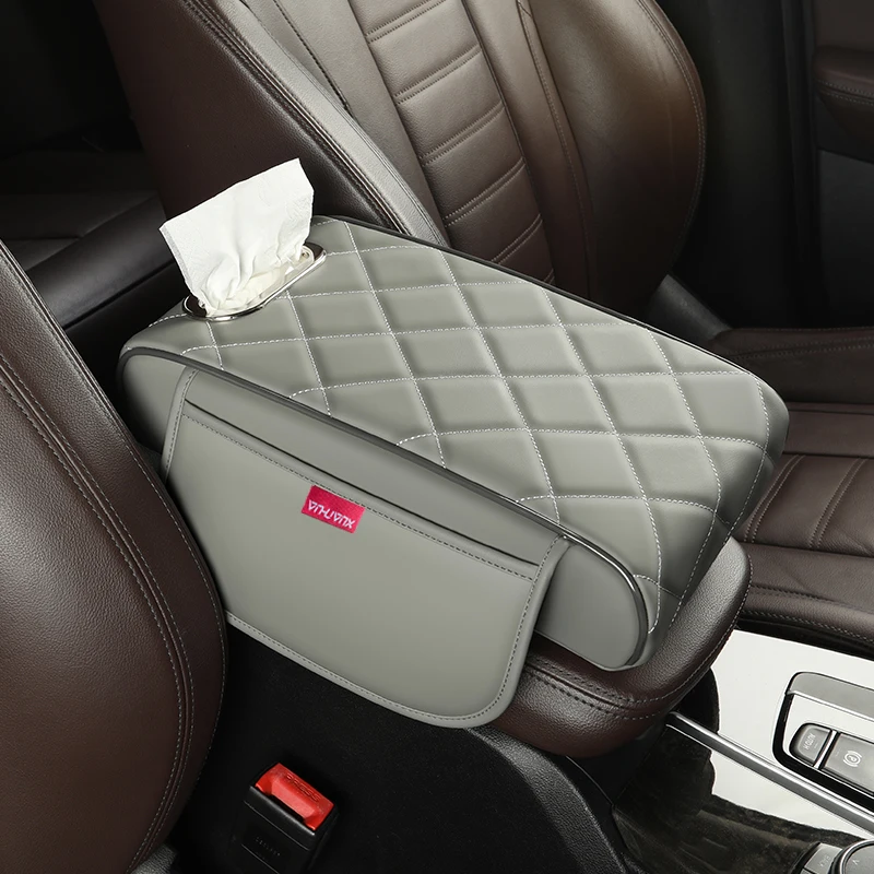

Многофункциональная боковая коробка для хранения бумаги, увеличивающая высоту, автомобильный центральный коврик для подушки, универсальный чехол на подлокотник, кожаные аксессуары