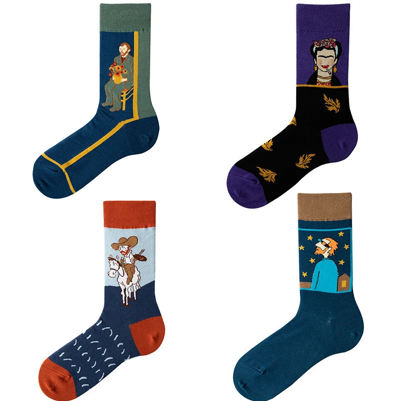 

Van Gogh series socks famous painting European and American style cartoon men and women in tube cartoon cotton socks
