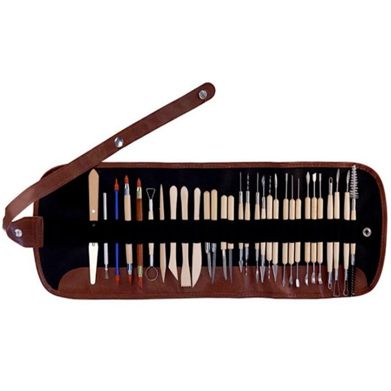 

Pottery Tools 30-Piece Roll Package Crafts Carving Pottery Clay Tools Diy Art Multifunctional Combination