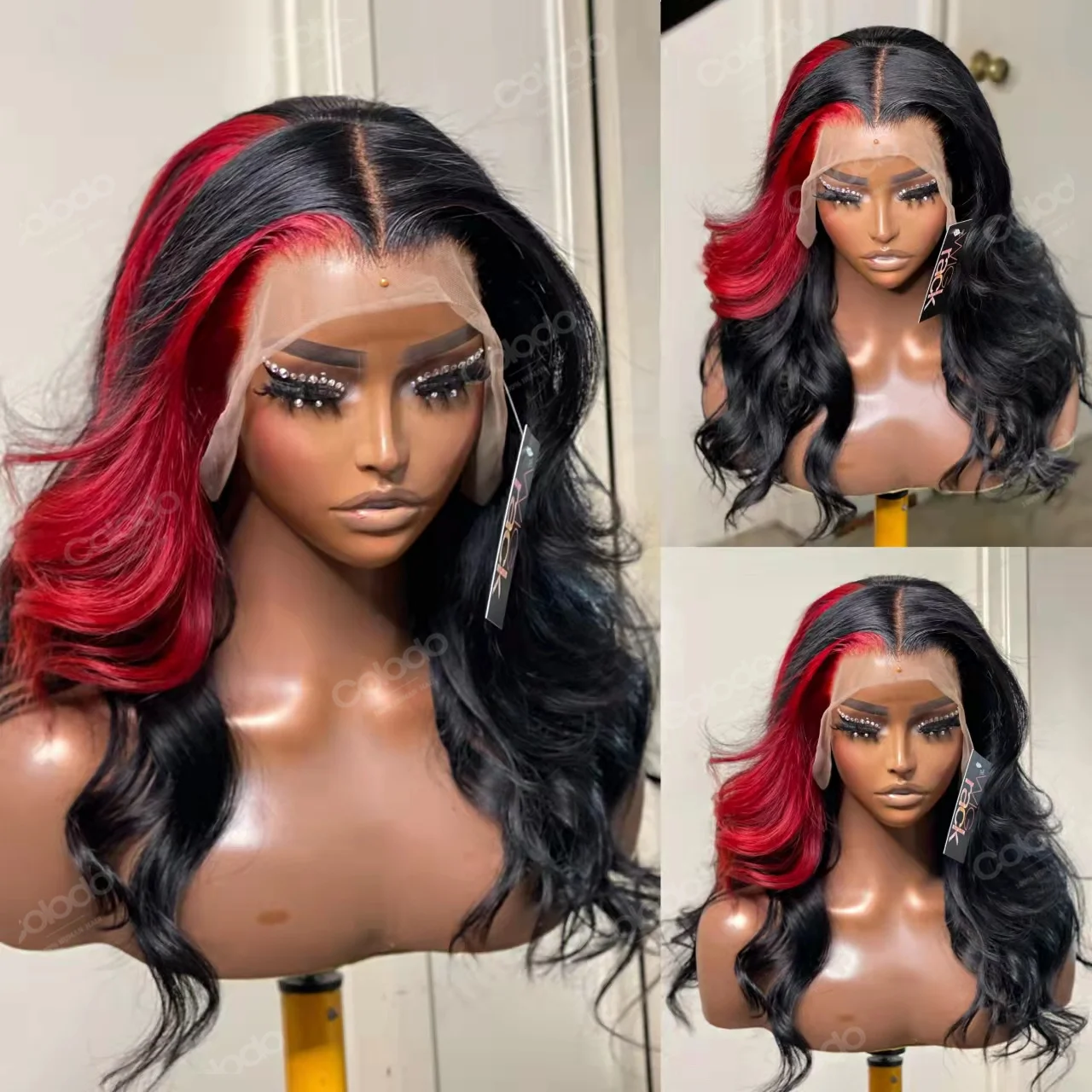 

COLODO Highlight Red Color 13*6 Lace Front Wig Body Wave Brazilian Remy Human Hair Glueless Wigs For Women Baby Hair Pre Plucked