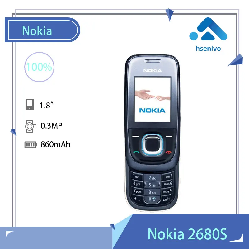 

Nokia 2680s Refurbished-Original Unlocked WCDMA 1.8` one SIM Cards Slide Mobile Phone refurbished Free shipping 1 year warranty