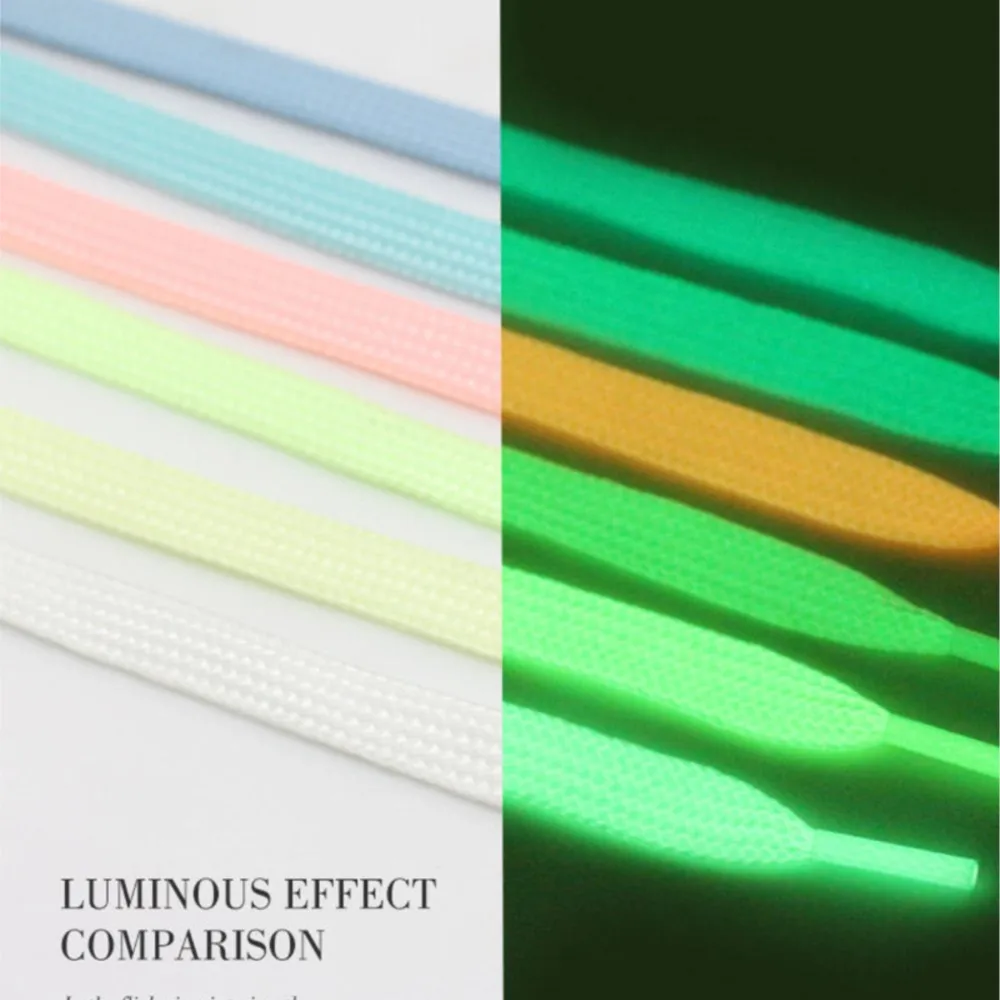 Luminous Shoelaces for Shoes Canvas Flat Sports Shoelace Glow In The Dark Night Colorful Fluorescent Sneaker Strap 120cm Length