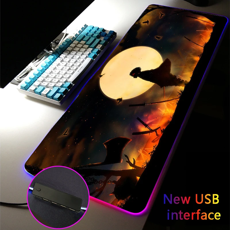 Demon Slayer RGB Mouse Pad Typec Interface USB Hub Multi-interfac Desk Mats Four USB Docking Dock Gaming MousePad Drop Shipping