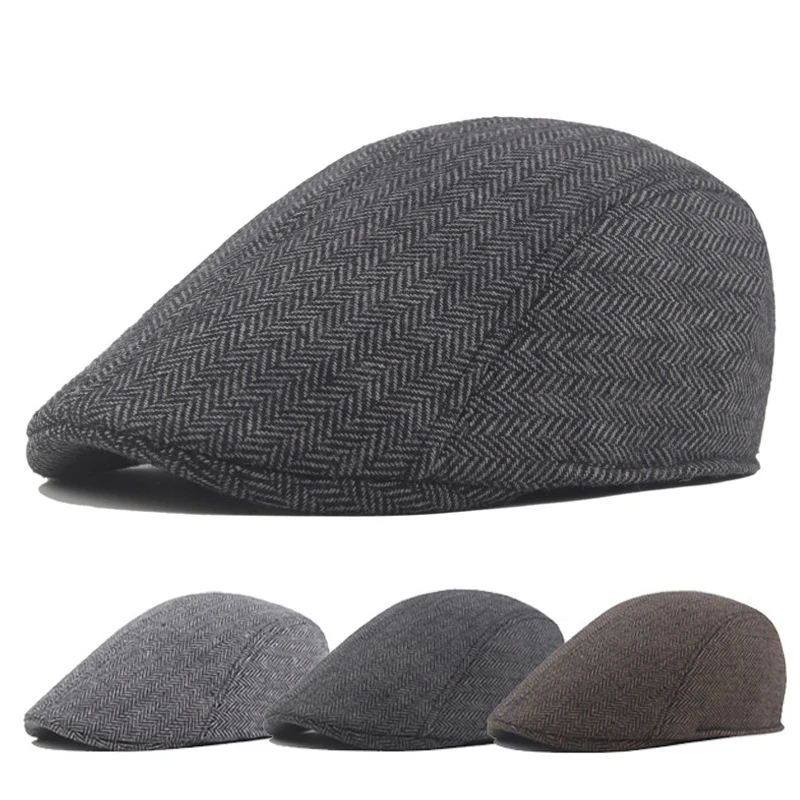 

Classic Tweed Newsboy Cap for Men Women Fall Winter Cotton Flat Ivy Vintage Gatsbay Hat Irish Outdoor Cabbie Beret painter Hat