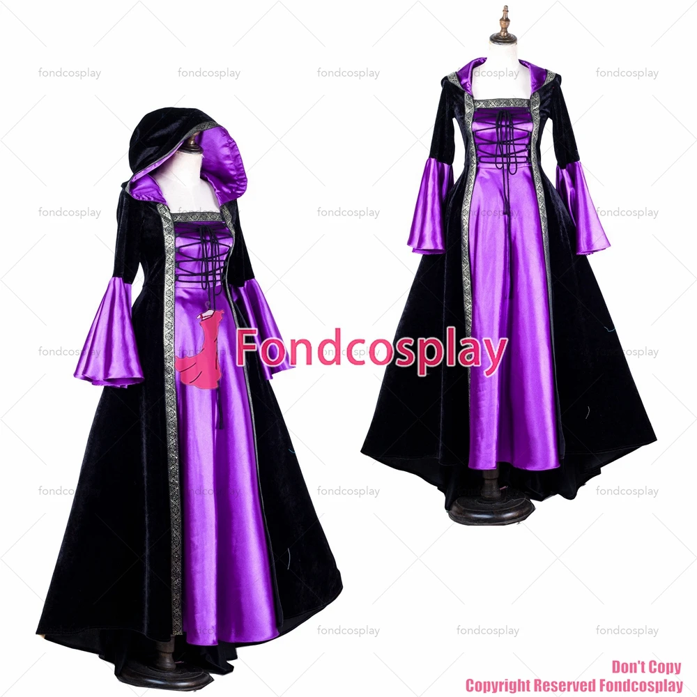 

tailor-made victorian rococo gown ball gothic purple satin dress black velvet jacket costume tv/cd[g2048]