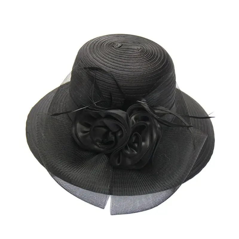 

Summer Organza Hat Fashion Flower Net Yarn Bowler Hat Vacation Anti-uv Sun Hat Wholesale Sun Beach Hat Wedding Party