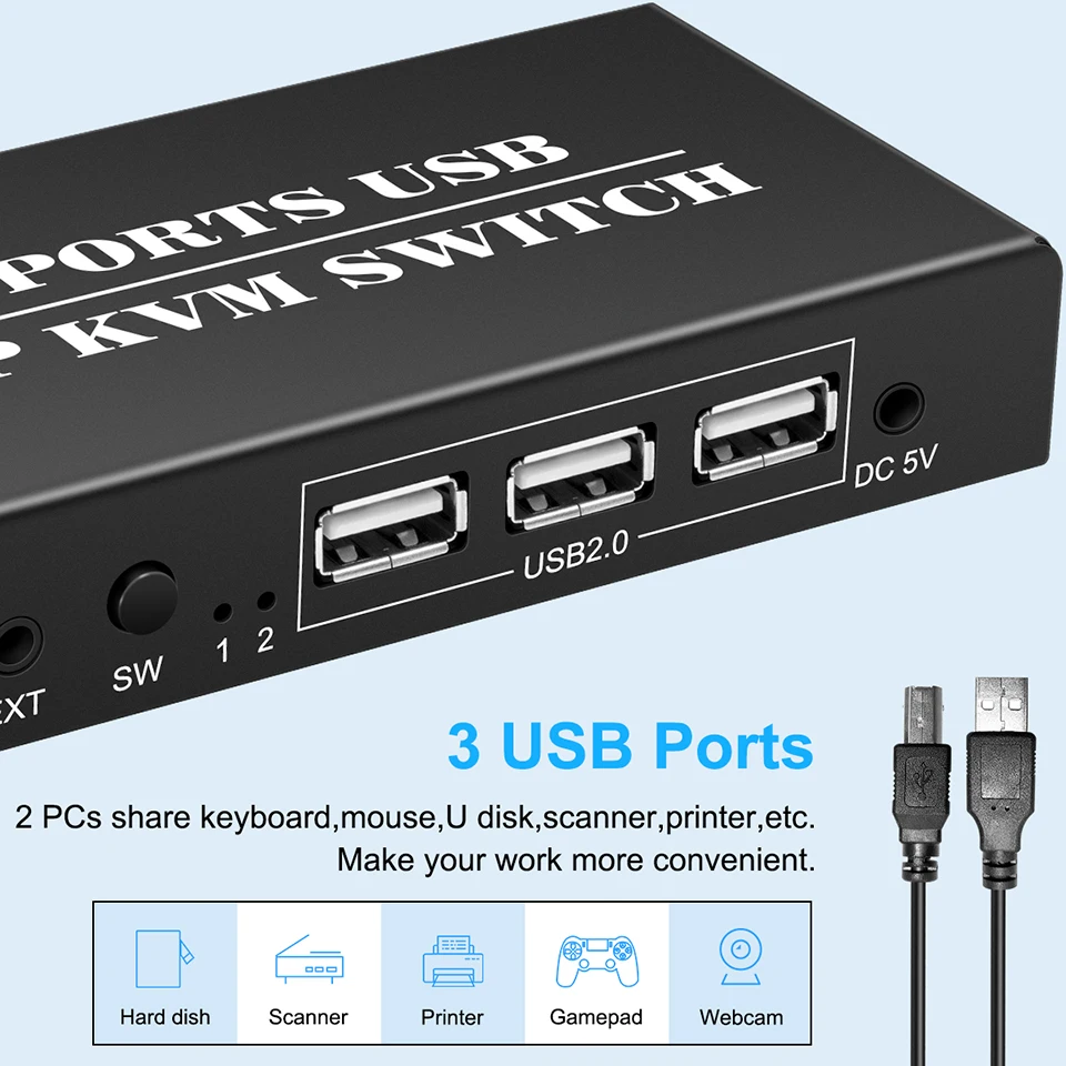 2x1 DP USB KVM переключатель с двумя портами DisplayPort 2 8K 30 Гц 4K60hz в 1 out мышь и keyboad