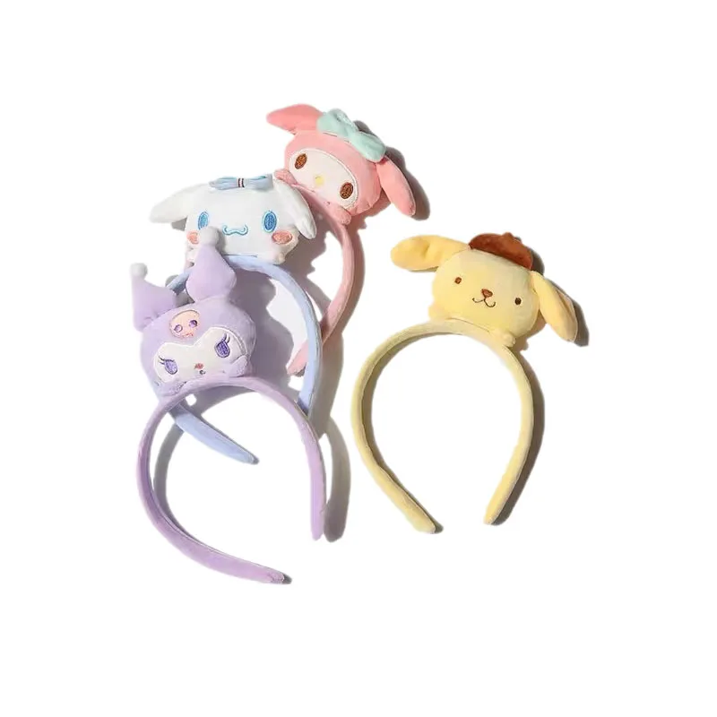 

New Cartoon Sanrios My Melody Cinnamoroll Kuromi Purin Cute Kawaii Plush Headband Anime Washing Hair Hair Accessories Hair Hoop