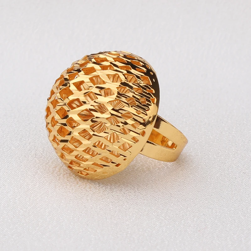 

Hemispherical Luxury Design Dubai Jewelry 24k Gold Plated Women's Ring Adjustable Size Ethiopian Middle Eastern Rings Gifts