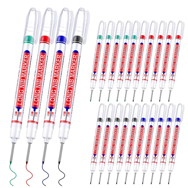 

24 Pieces Deep Hole Marker Pens 20 Mm Multi Purpose Construction Marker Long Nose Waterproof Carpenter Marker Pens