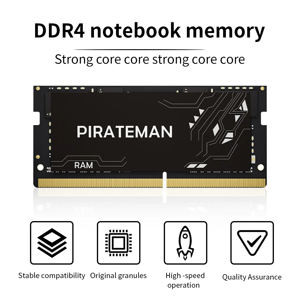 PIRATEMAN Laptop Memoria DDR4 4GB 8GB 16GB 2400 2133 2666 3200MHz 19200 17000 21300 for SODIMM RAM Memory